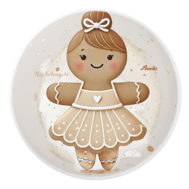 Gingerbread Ballerina Keramik Pul Keramikknauf (Vorderseite)