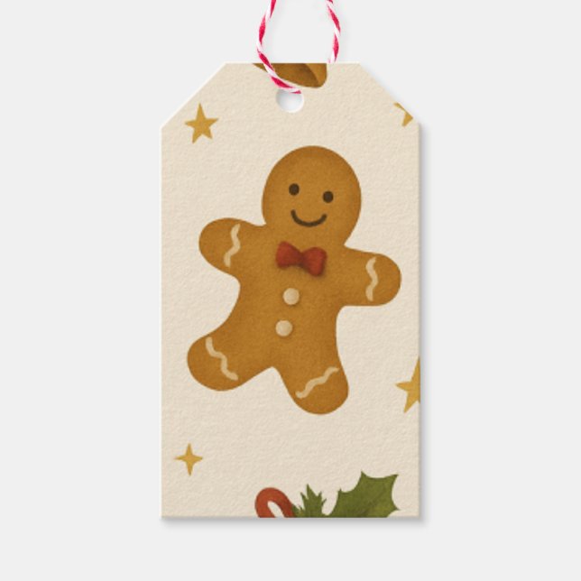 Gingerbread & Bells Festive Gift Tag Geschenkanhänger (Vorderseite)