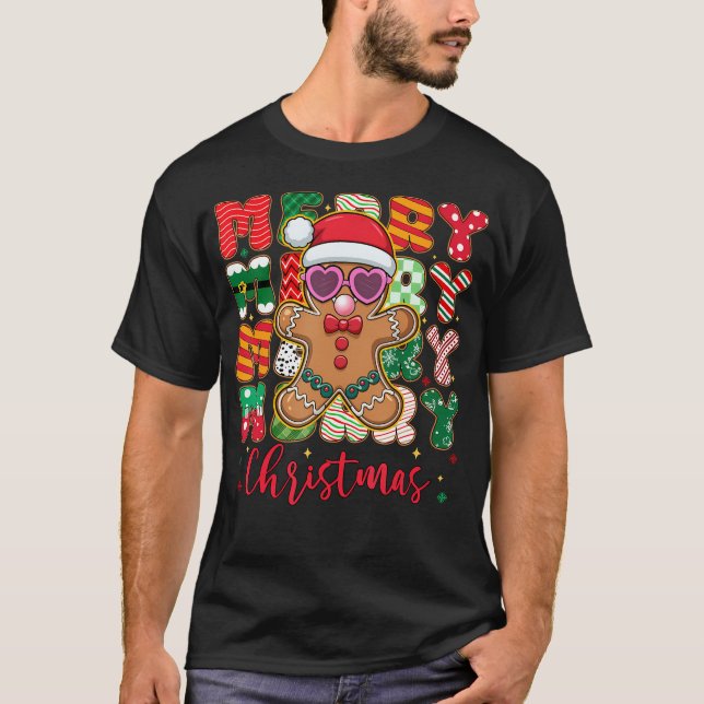 Gingerbread Blowing Bubble Gum Pink Sunglasses Chr T-Shirt (Vorderseite)