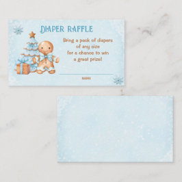Gingerbread Blue Baby Shower Diaper Raffekarte Begleitkarte