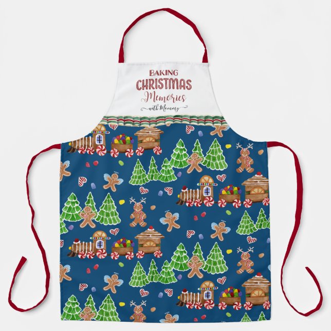 Gingerbread Blue Backend Weihnachtsgebäck Erinneru Schürze (Vorderseite)