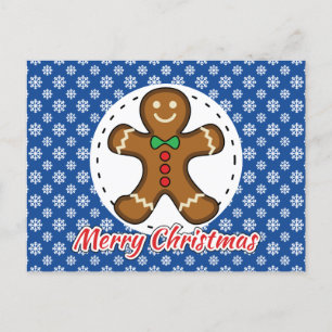 Gingerbread - Blue Snowflakes Pattern - Merry Xmas Postkarte