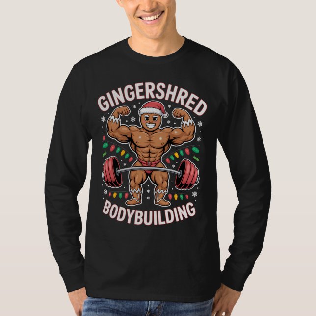 Gingerbread Bodybuilding Christmas Gym  T-Shirt (Vorderseite)