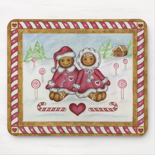 Gingerbread Boy Girl Christmas Mousepad (Vorne)
