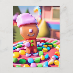 Gingerbread Boy macht gut - Weihnachtskunst Postkarte