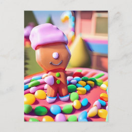 Gingerbread Boy macht gut - Weihnachtskunst Postkarte