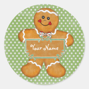 Gingerbread Boy Polka Dot Sticker