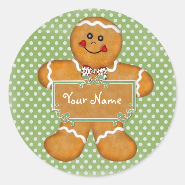 Gingerbread Boy Polka Dot Sticker (Vorderseite)