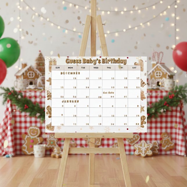 gingerbread calendar "guess baby's birthday" poster (Von Creator hochgeladen)