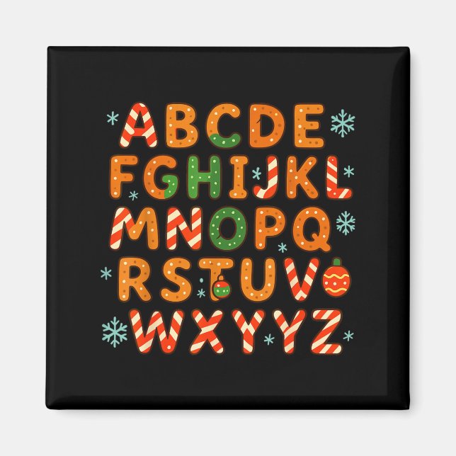 Gingerbread Candy Cane Alphabet Christmas Letters  Magnet (Vorne)