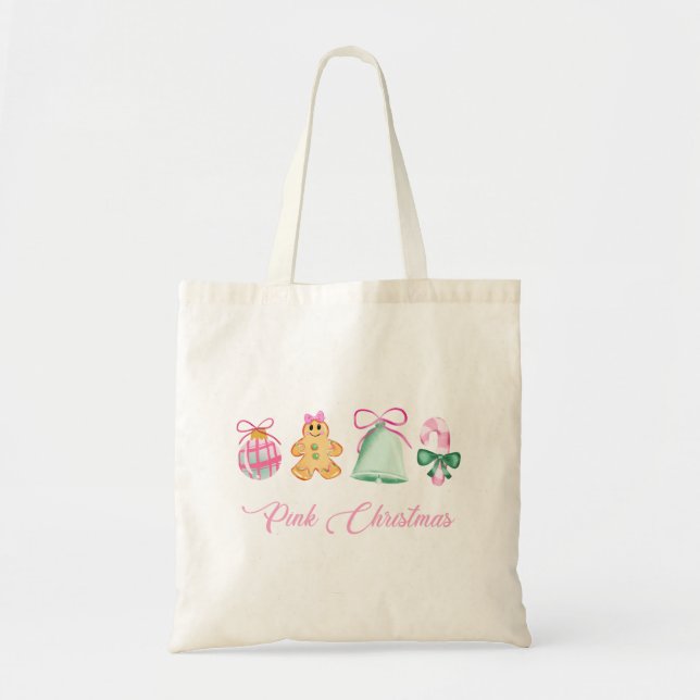 Gingerbread, Candy Cane & Pastel Ornaments Tragetasche (Vorne)