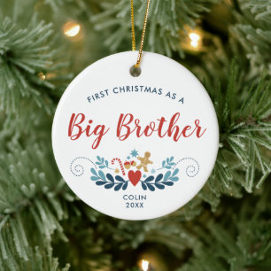 Gingerbread Candy Cane Personalisiert Big Brother Keramik Ornament