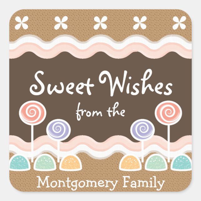 Gingerbread Candyland Holiday Quadratischer Aufkleber (Vorderseite)