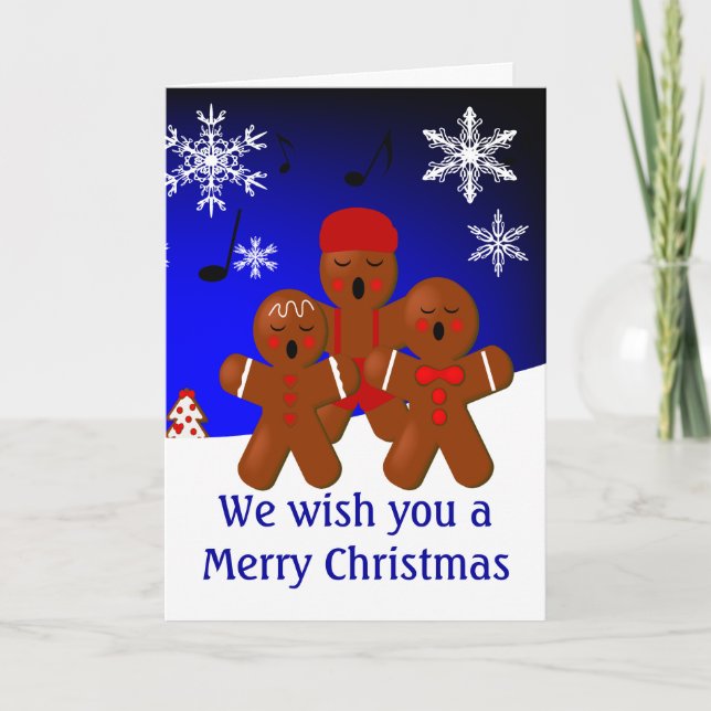 Gingerbread Carolers Frohe Weihnachtskarte Feiertagskarte (Vorderseite)