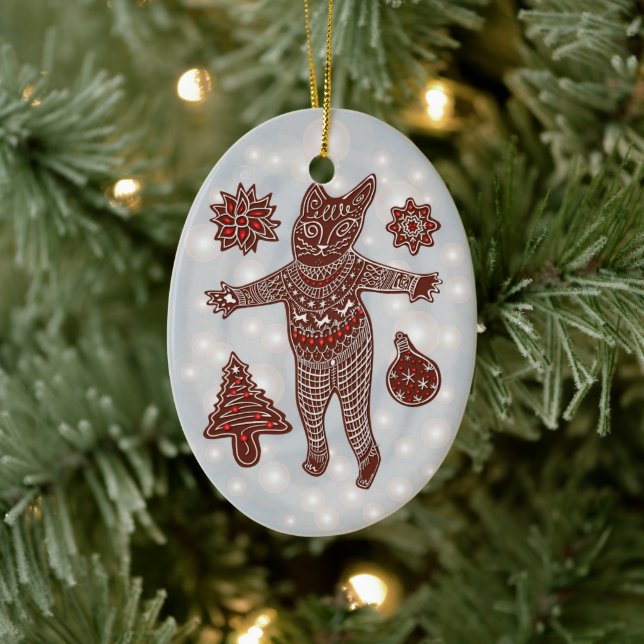 Gingerbread Cat & Cookies Christmas Tree Ornament (Baum)