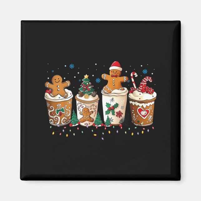 Gingerbread Christmas Coffee Cute Sweet Winter Hol Magnet (Vorne)