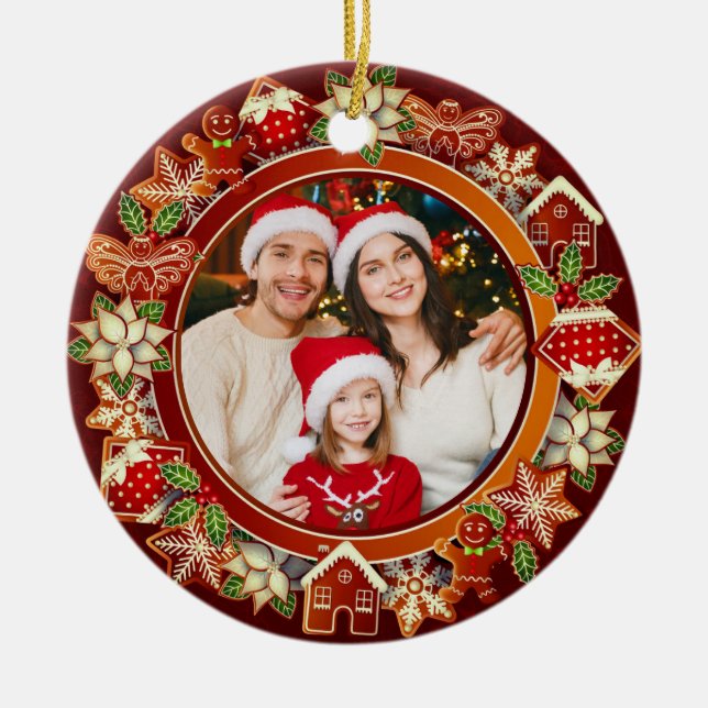 & Gingerbread Christmas I Custom Holiday Keepsake Keramik Ornament (Vorne)