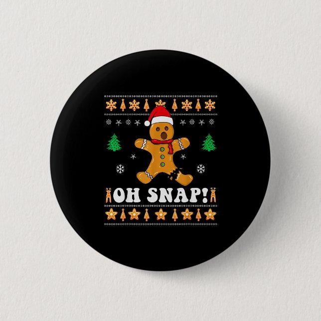 Gingerbread Christmas Oh Snap! Xmas Baking Baker H Button (Vorderseite)