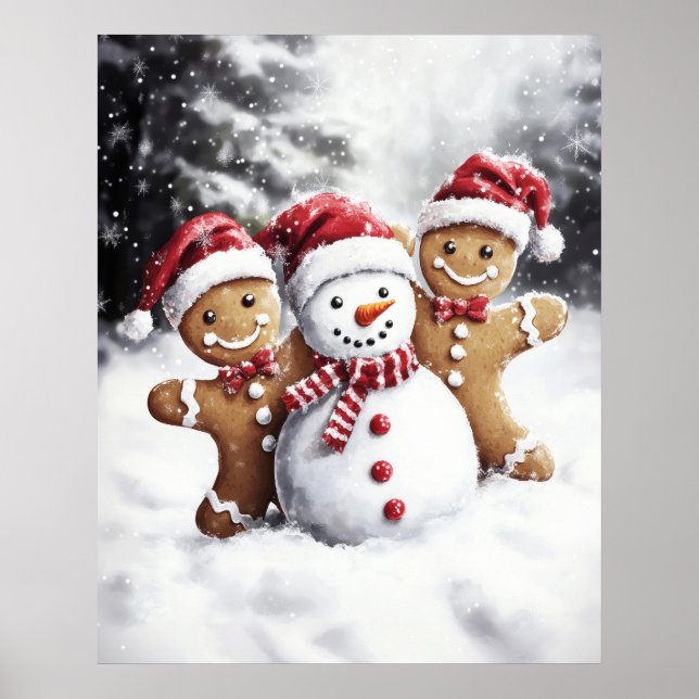 Gingerbread Christmas Wall Art Poster (Vorne)