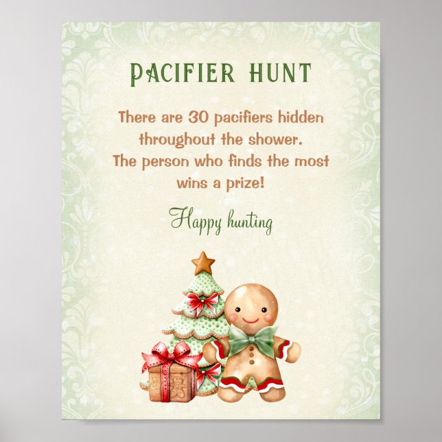 Gingerbread Classic Baby Shower Schnuller Hunt Gam Poster (Vorne)