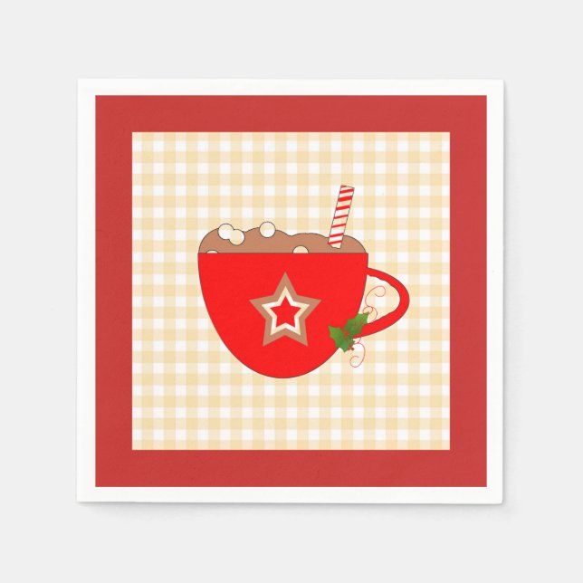 Gingerbread Cocoa Gingham Napkins Serviette (Vorderseite)