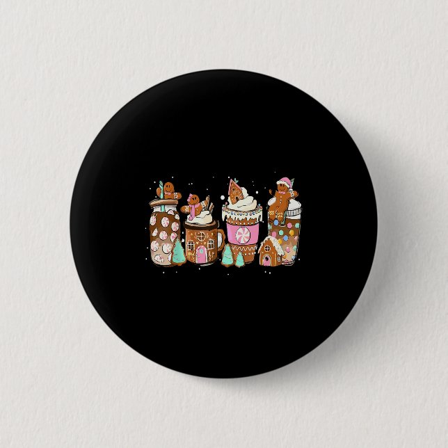 Gingerbread Cookie Christmas Coffee C Latte Drink  Button (Vorderseite)