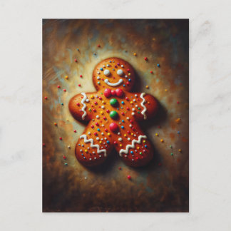 Gingerbread Cookie Festive Painting Postkarte