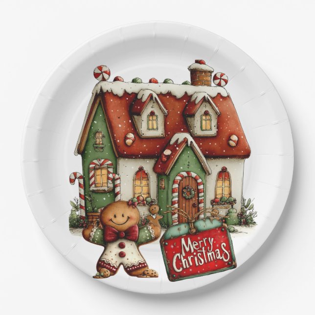 Gingerbread Cookie House  Pappteller (Vorderseite)