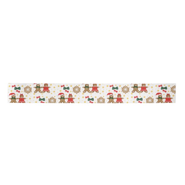 Gingerbread Cookie Pattern Christmas Tissue Paper Satinband (Vorderseite)