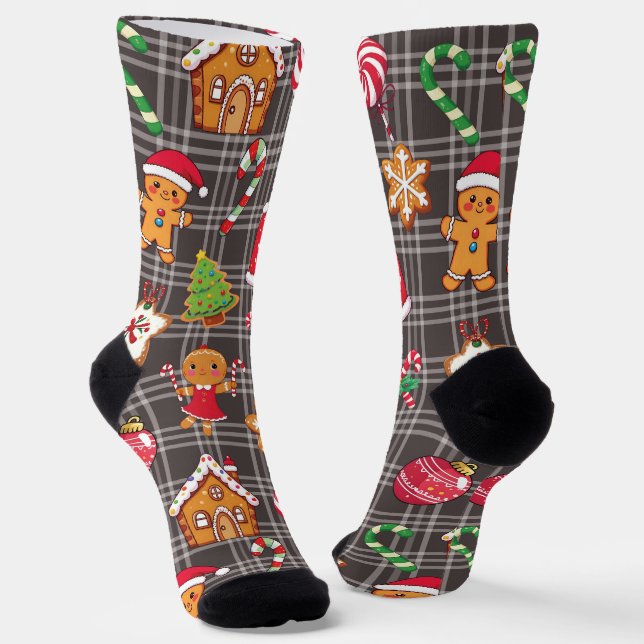 Gingerbread Cookies Socks Christmas Print Socks Socken (Gewinkelt)