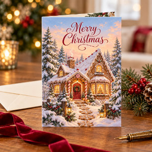 Gingerbread Cottage Frohe Weihnachten Karte