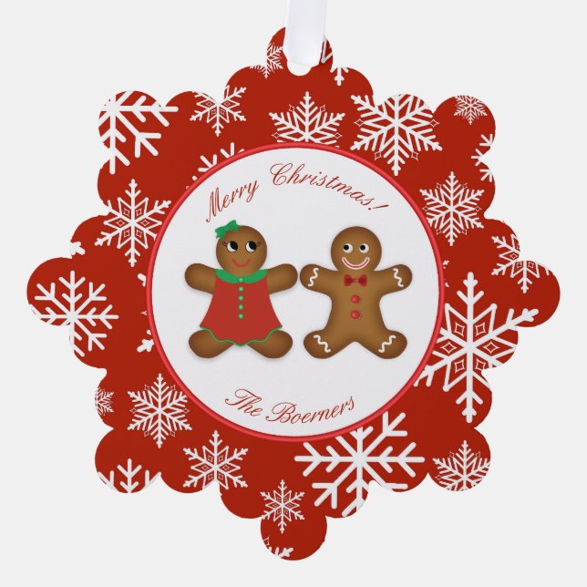 Gingerbread Couple Ornament Weihnachtskarte (Vorderseite)