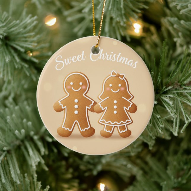 Gingerbread Couple Sweet Christmas Baking Lover Keramik Ornament (Baum)