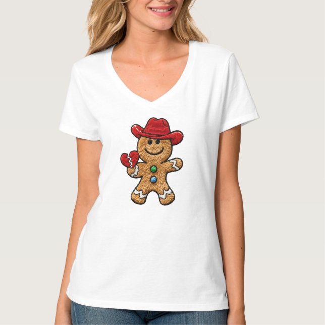 Gingerbread Cowboy PNG Sublimation Design T-Shirt (Vorderseite)