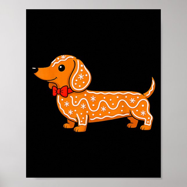 Gingerbread Dachshund Christmas Cute Weiner Dog  Poster (Vorne)