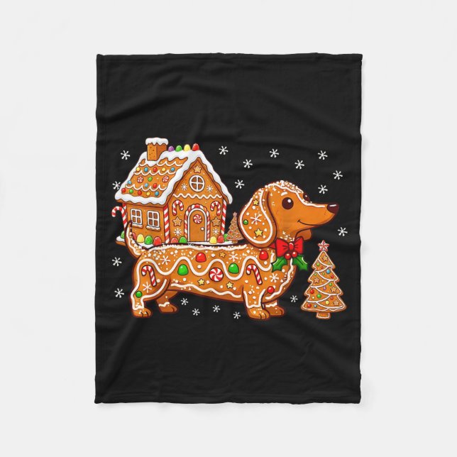 Gingerbread Dachshund Christmas Tree House Cookie  Fleecedecke (Vorderseite)