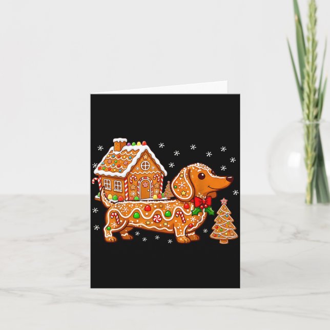 Gingerbread Dachshund Christmas Tree House Cookie  Karte (Vorderseite)