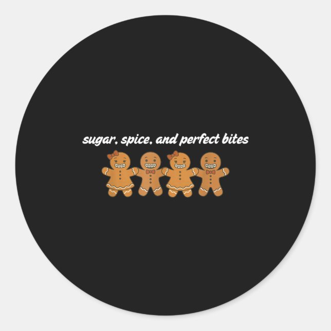 Gingerbread Dental Christmas Ortho Squad Orthodont Runder Aufkleber (Vorderseite)