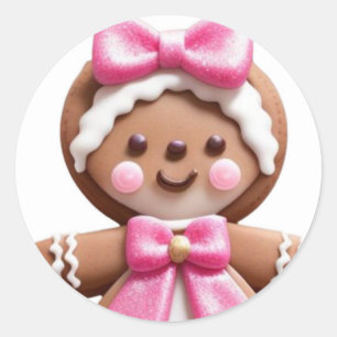 Gingerbread Doll\PinK\ Runder Aufkleber