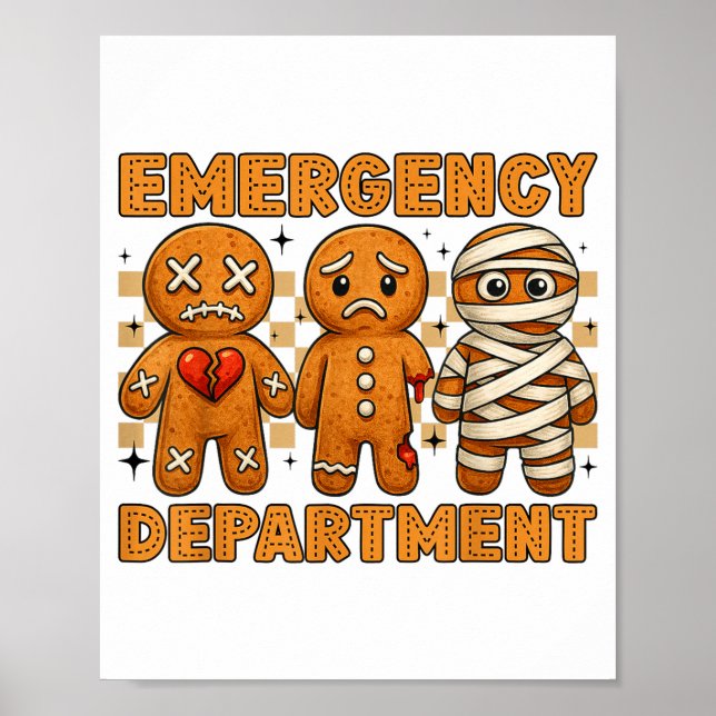 Gingerbread Emergency Department Christmas Nurse D Poster (Vorne)