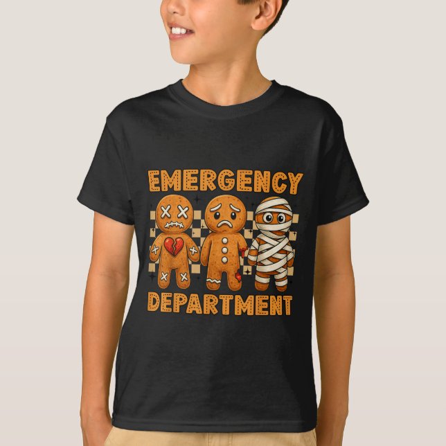 Gingerbread Emergency Department Christmas Nurse D T-Shirt (Vorderseite)