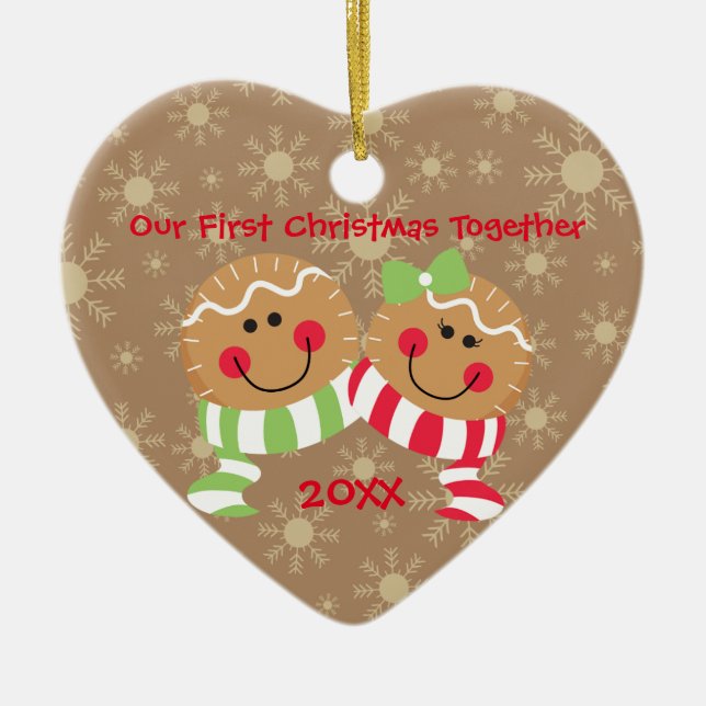 Gingerbread Face First Christmas Keramikornament (Vorne)