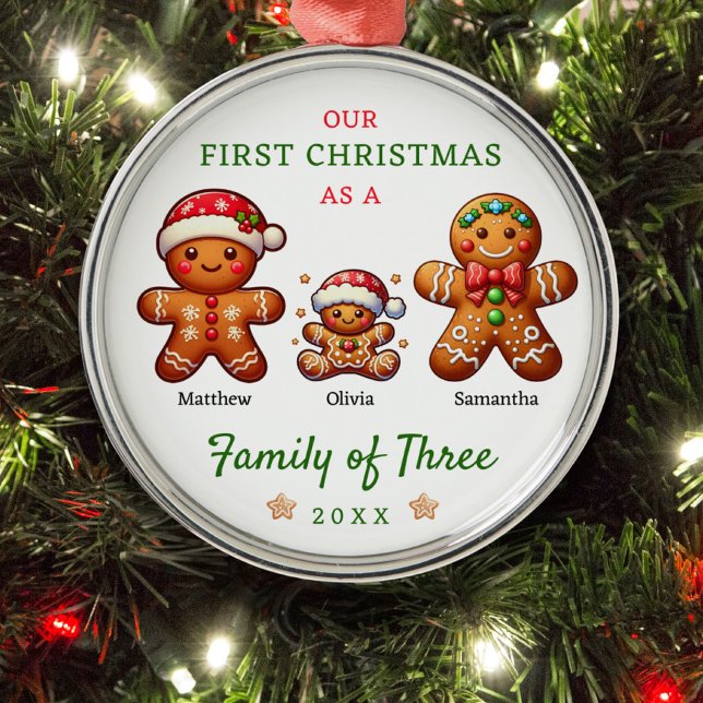 Gingerbread-Familie der drei ersten Weihnachten Ornament Aus Metall (Von Creator hochgeladen)