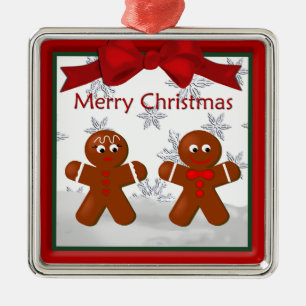 Gingerbread Family of Two Couple Premium Ornament Aus Metall