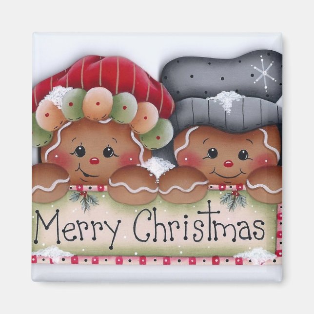 Gingerbread Folks Merry Christmas Magnet (Vorne)