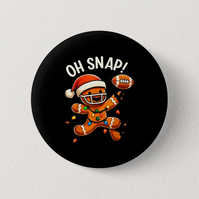Gingerbread Football Oh Snap Christmas Lights Desi Button (Vorderseite)