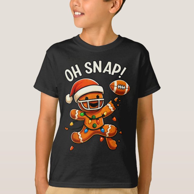 Gingerbread Football Oh Snap Christmas Lights Desi T-Shirt (Vorderseite)