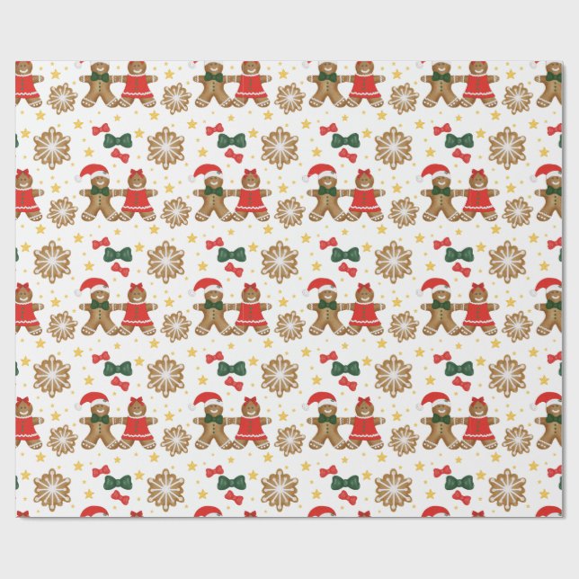 Gingerbread Friends Christmas Wrapping Paper Geschenkpapier (Flach)