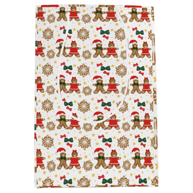 Gingerbread Friends Christmas Wrapping Paper Mittlere Geschenktüte (Vorderseite)