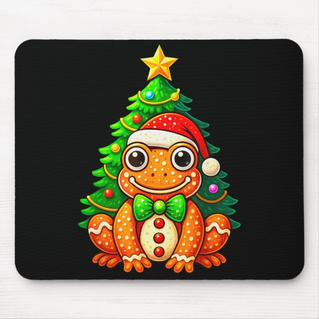 Gingerbread Frog Wearing Santa Hat Christmas Tree  Mousepad (Vorne)